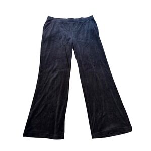 Charter Club Black Velour Lounge Pants Wide Leg Elastic Waist XL NWT